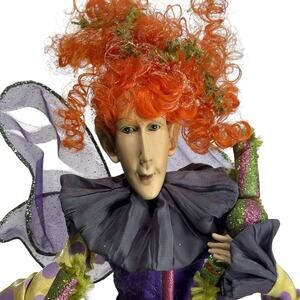 Handcrafted Fairy Art Doll Whimsical Fantasy Elf Pixie Decor 16 Inch Red Hair